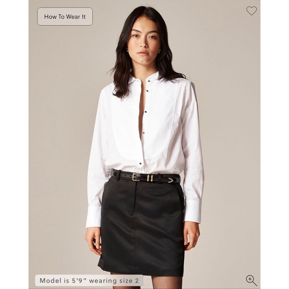 J. Crew Jules tuxedo shirt in cotton poplin White NWT size 0